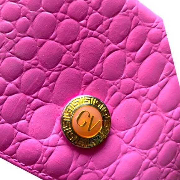 Gianni Versace Vintage Card Holder Pink Alligator Leather - Picture 5 of 9